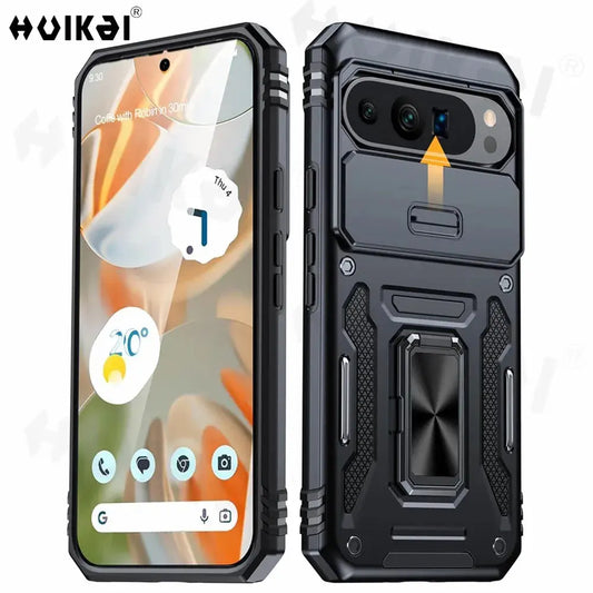 Case For Google Pixel 9 Pro XL 8 Pro 8A Pixel 7 Pro Slide Lens Protective Full Rugged Military Grade Kickstand Shockproof Cover 