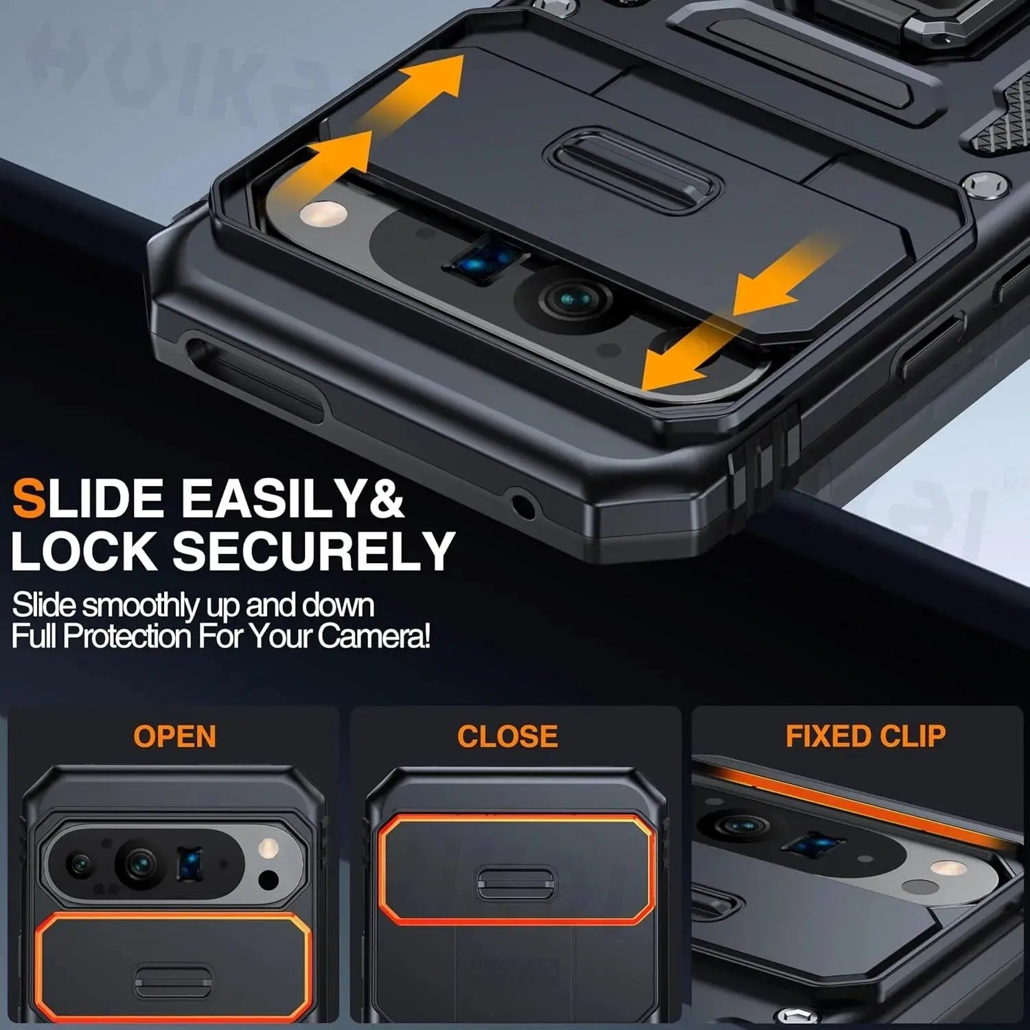 Case For Google Pixel 9 Pro XL 8 Pro 8A Pixel 7 Pro Slide Lens Protective Full Rugged Military Grade Kickstand Shockproof Cover 