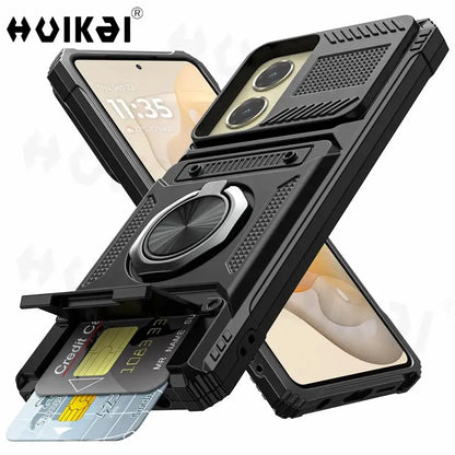 Case For Motorola Edge 50 Fusion Edge 50 Ultrra G 2024 G Stylus 5G G Play Card Holder Rotated Layer Heavy Shockproof Wallet Case 