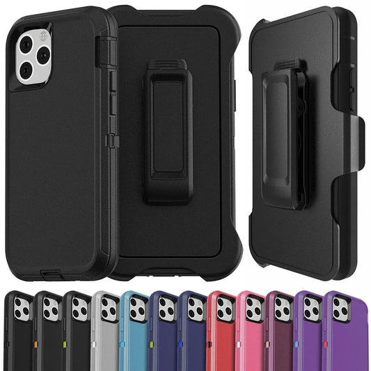 Luxury Otter Armor Box Phone Case for Apple – Shockproof, Soft Bumpers, Belt Clamp & Hard Cover 